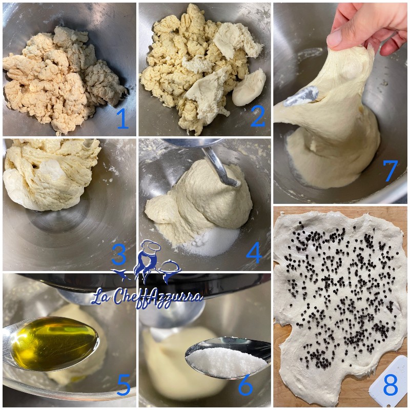 Focaccia dolce all'uva con lievito madre